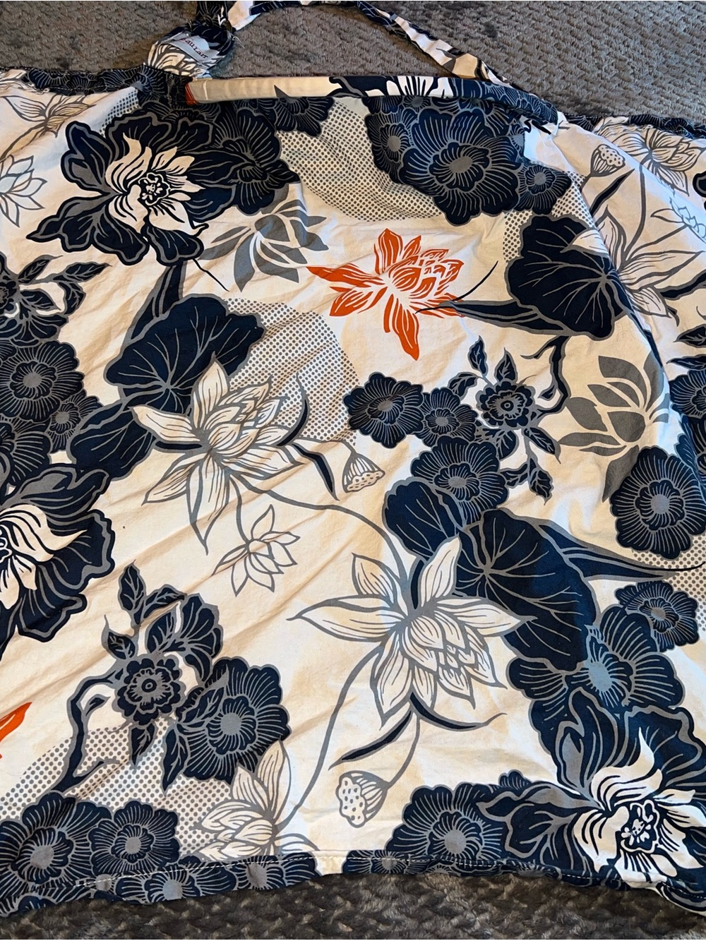 Bebe au Lait Navy, White & Orange Floral Nursing Cover